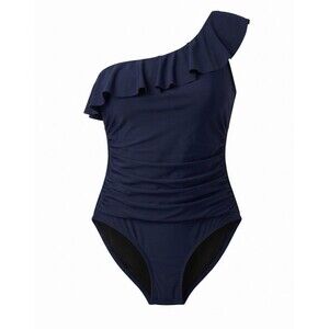 Hilor Women’s One Piece Swimsuit Size 14 Navy Tummy Control Off-Shoulder